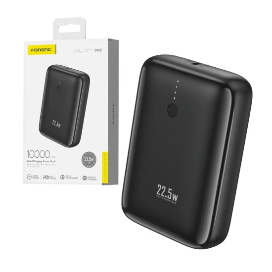 Power Bank Mini Foneng P66 con 2 Outputs 10000mAh 22,5W Preto